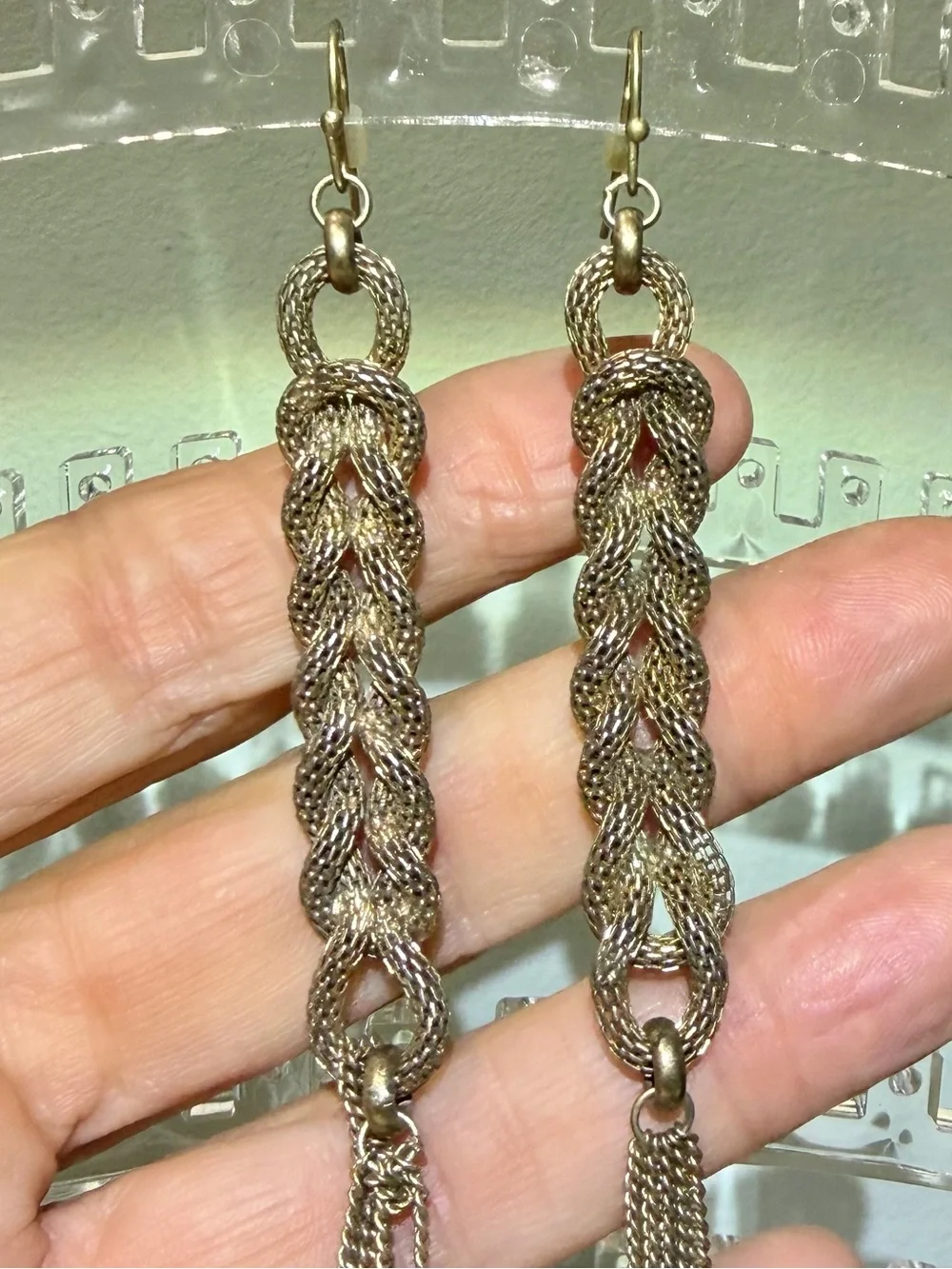 6” Long Braided Chain Tassel Fringe Drop Pierced statement Earrings